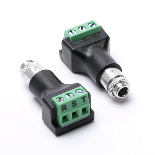 Arnorin 3.5mm Stereo Female Terminal Block Panel Mount Connector 5 Pack