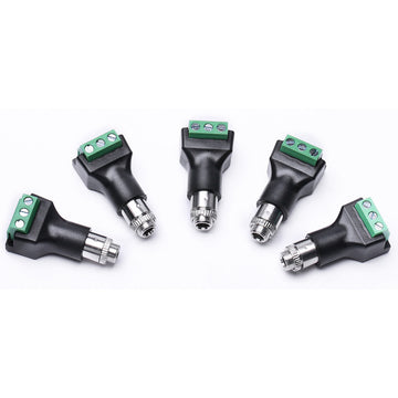 Arnorin 3.5mm Stereo Female Terminal Block Panel Mount Connector 5 Pack