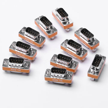 DB9 Null Modem Adapter Male to Female Slimline Data Transfer Serial Port Adapter 10 Pack